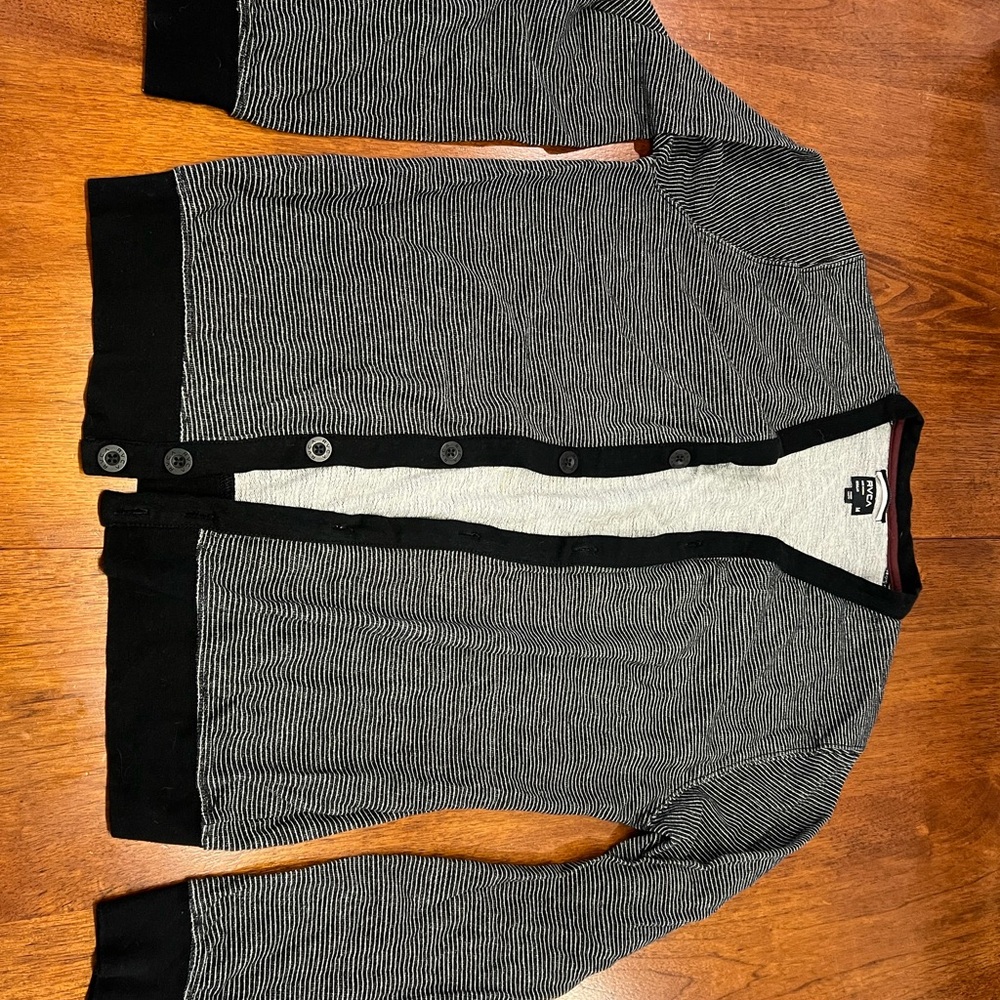 RVCA Black and Gray Striped Cardigan